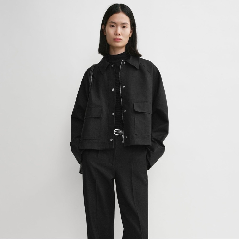 Toteme Black Organic Cropped Cotton Jacket | 32